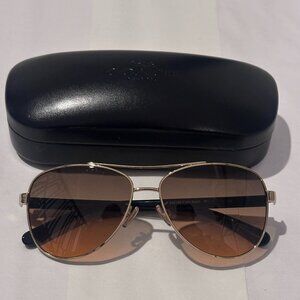 ✨ COACH HC7077 Aviator Sunglasses – Light Gold / Brown Gradient – 58mm – w/ Case